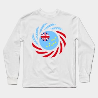 Tuvaluan American Multinational Patriot Flag Series Long Sleeve T-Shirt